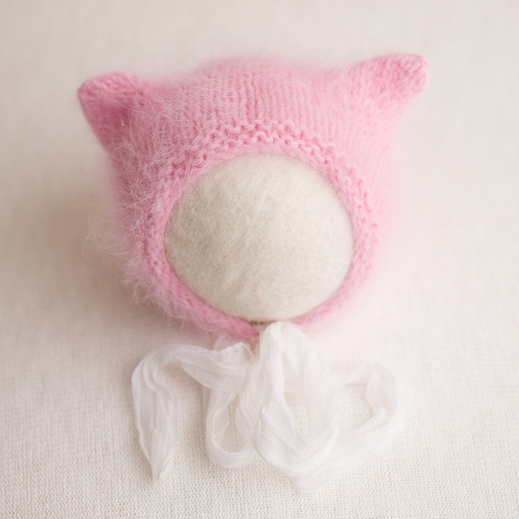 Newborn Knitted Bonnet - Angora