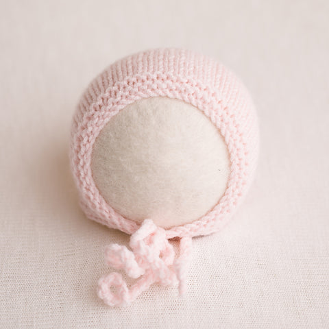 Newborn Knitted Bonnet - Soft Pink