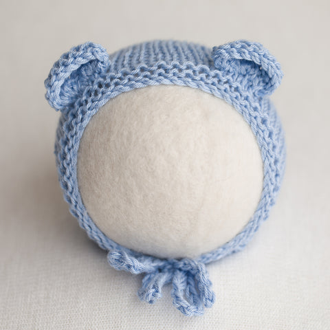 Newborn Knitted Bonnet - Wedgewood (7139)