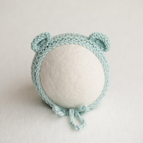 Newborn Knitted Bonnet - Seafoam (7143)