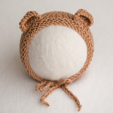 Newborn Knitted Bonnet - Nutmeg (7147)