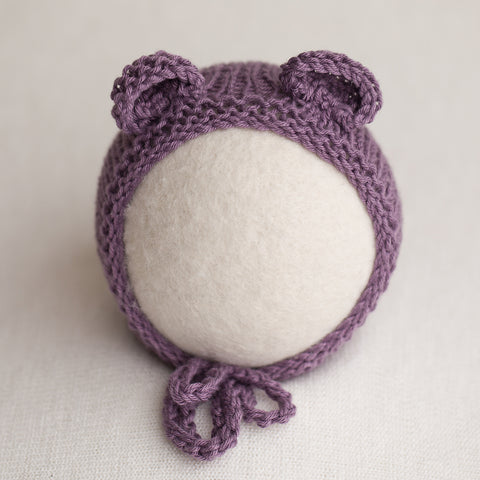 Newborn Knitted Bonnet - Raisin (7158)