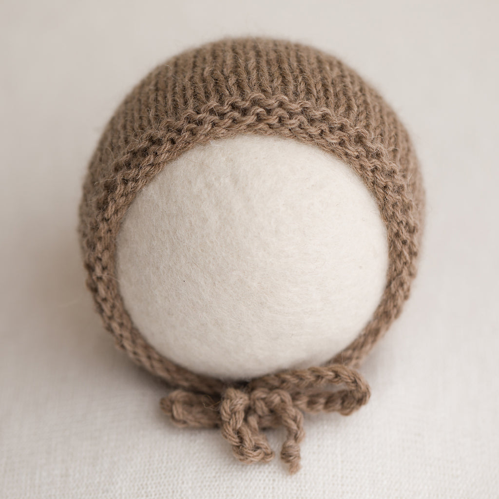 Newborn Knitted Bonnet - Beige Mix 0619
