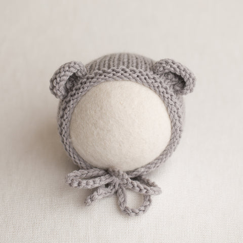 Newborn Knitted Bonnet - Light Grey 9010