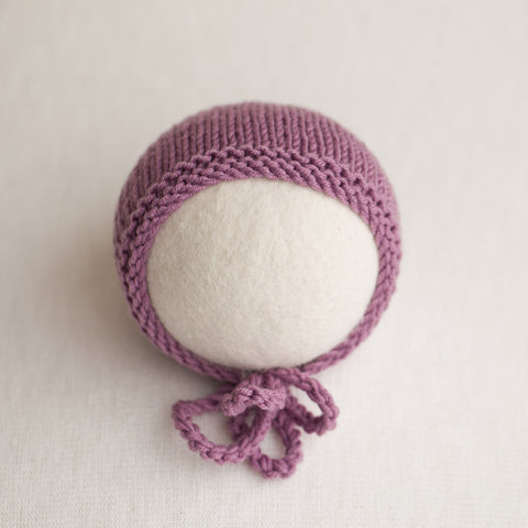 Newborn Knitted Bonnet - Amethyst 36