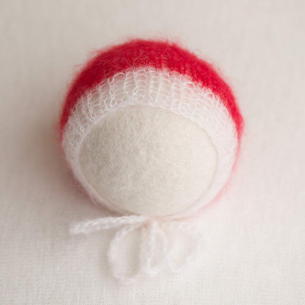Newborn Knitted Bonnet - Christmas Silk & Mohair