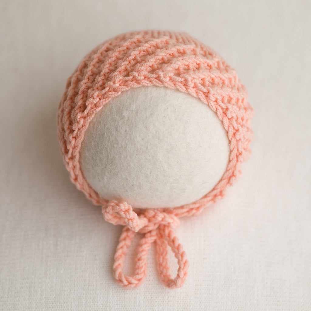 Newborn Knitted Bonnet - Blush