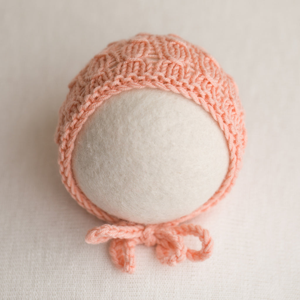 Newborn Knitted Bonnet - Blush 2