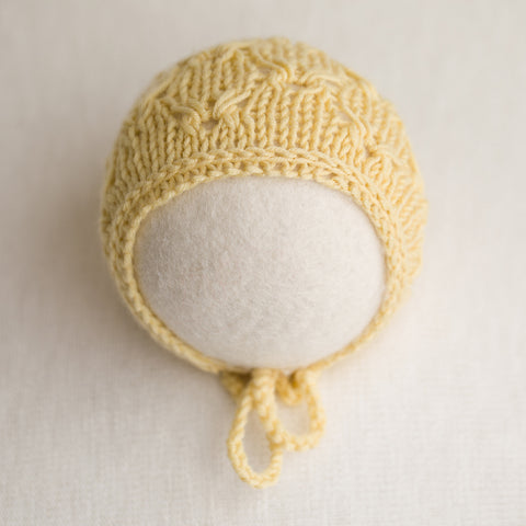 Newborn Knitted Bonnet - Yellow