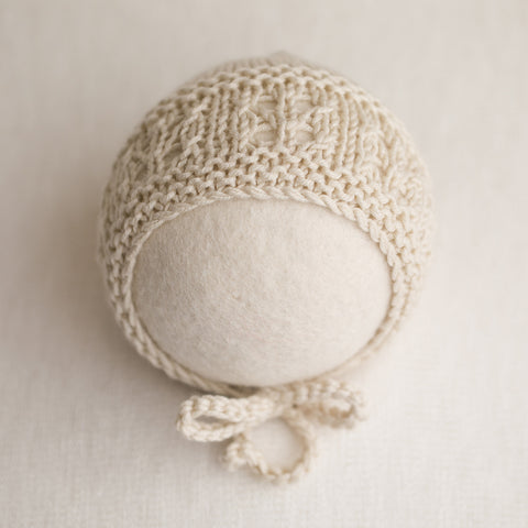Newborn Knitted Bonnet - Light Beige