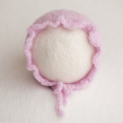 Newborn Knitted Bonnet - Pale Pink