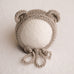 Newborn Knitted Bear Bonnet - Beige 3