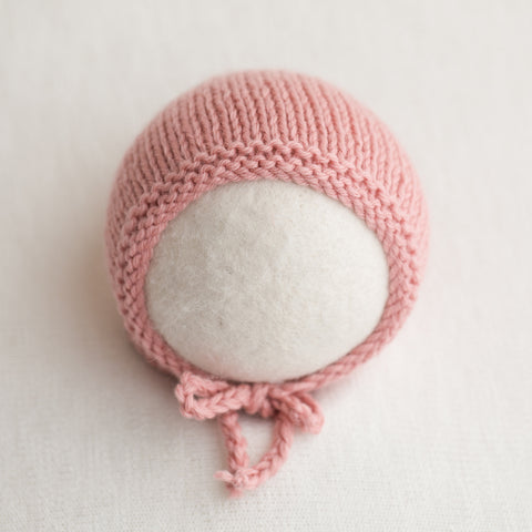 Newborn Knitted Bonnet - Bo Peep Blush