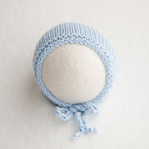 Newborn Knitted Bonnet - Faded Denim