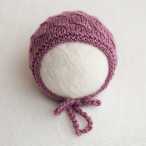 Newborn Knitted Bonnet - Grape 287