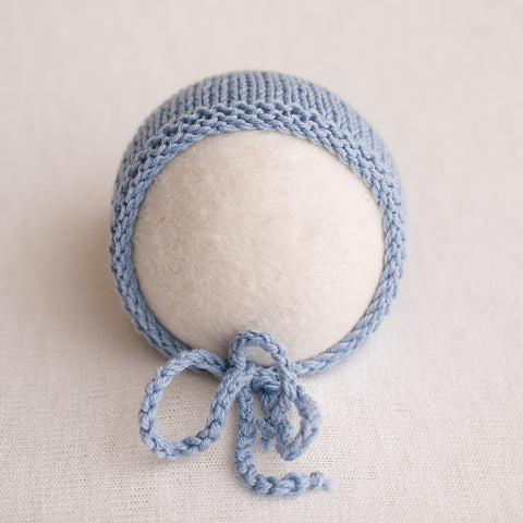 Newborn Knitted Bonnet - Ice Blue