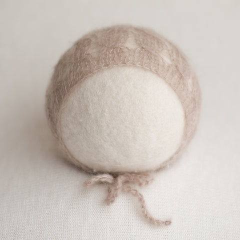 Newborn Kid Silk Bonnet - Light Beige