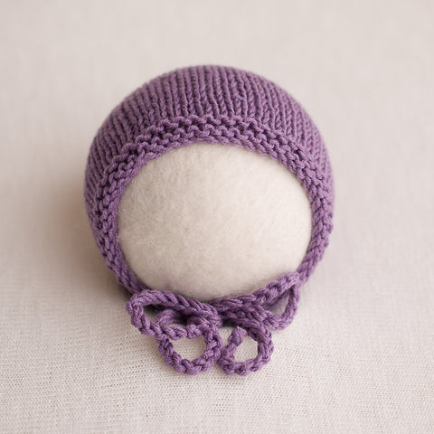 Newborn Knitted Bonnet - Lavender 23