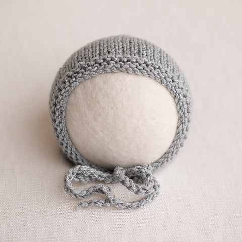 Newborn Knitted Bonnet - Light Grey 20