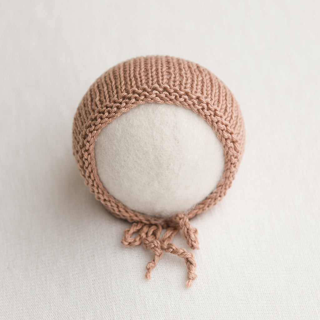 Newborn Knitted Bonnet - Maple Sugar