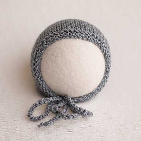 Newborn Knitted Bonnet - Mid Grey 18