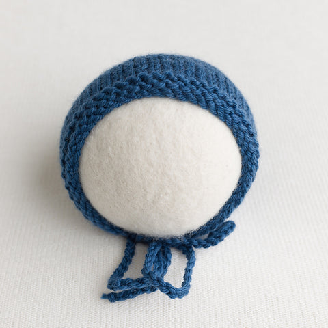 Newborn Plain Knit Bonnet: French Navy 0068