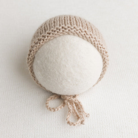 Newborn Plain Knit Bonnet: Bo Peep Sand 208