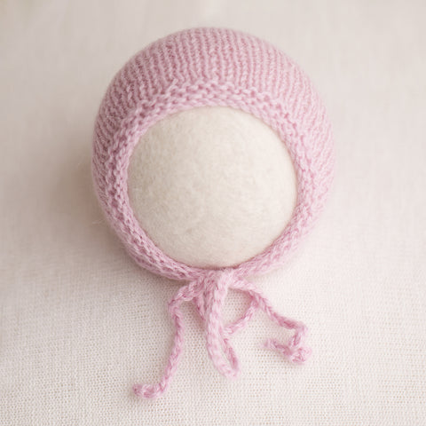 Newborn Prop Knitted Bonnet- Dusty Pink