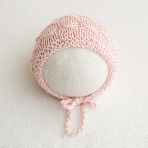 Newborn Knitted Bonnet - Pink Powder 472