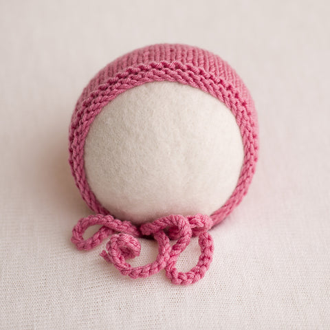 Newborn Knitted Bonnet - Rose 33