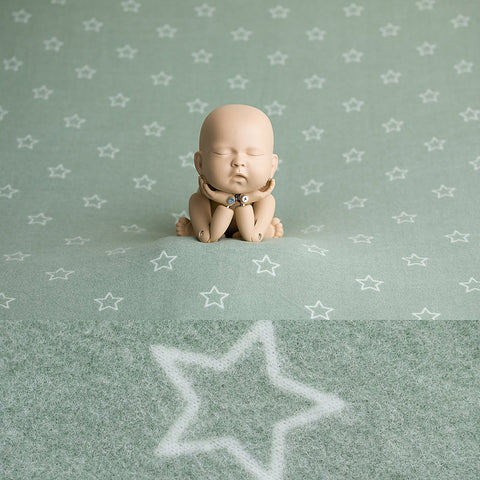 Newborn Fabric Backdrop and Wrap -  Stars - Sage