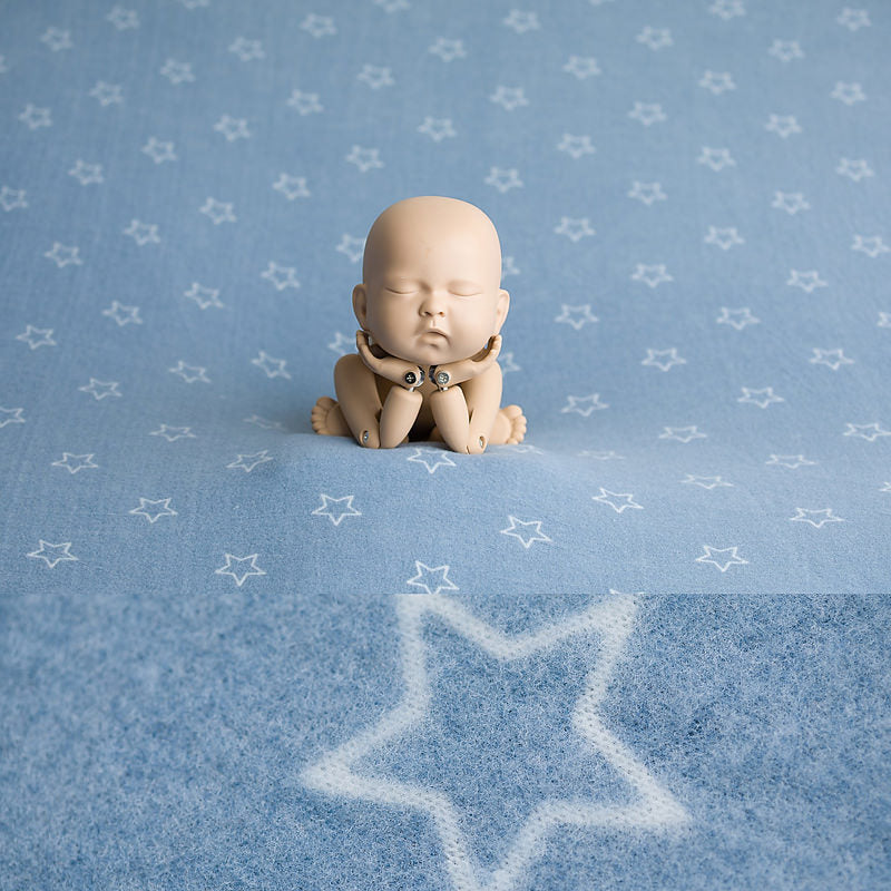 Newborn Fabric Backdrop, Wrap & Bonnet -  Stars - Denim