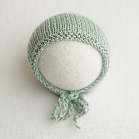 Newborn Knitted Bonnet - Sage