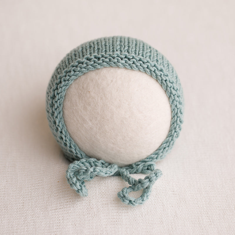 Newborn Knitted Bonnet - Sea Green 29